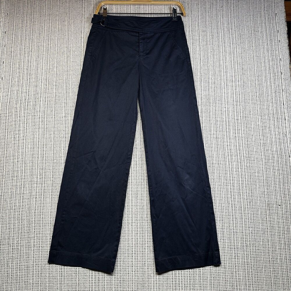 Vince Women's Size 2 Navy Blue Wide Leg Pants Trousers D Ring Quiet Luxury